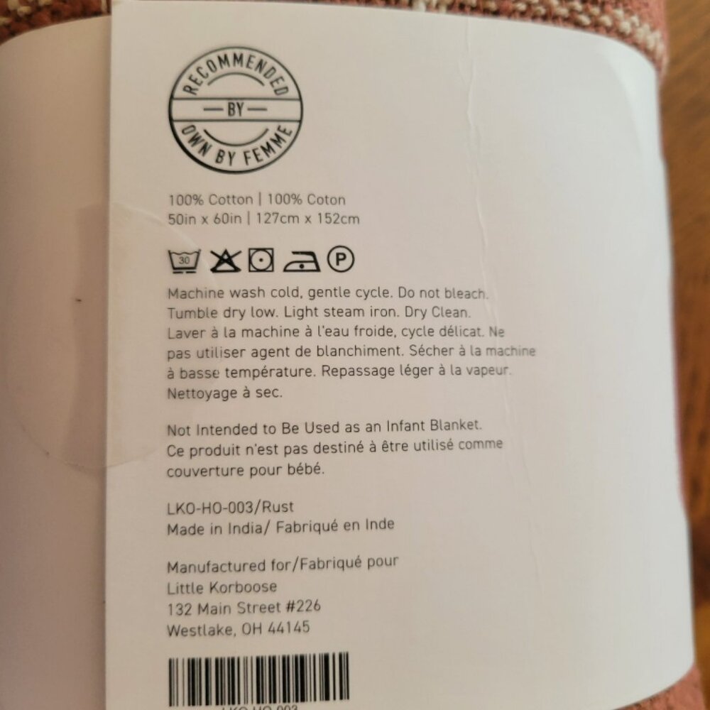 Little Korboose Woven Blanket Throw New In Package - Picture 2 of 4